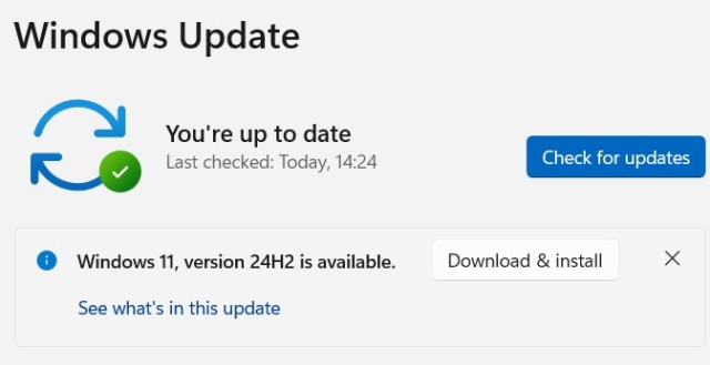 Windows 24H2 Update-Bildschirm